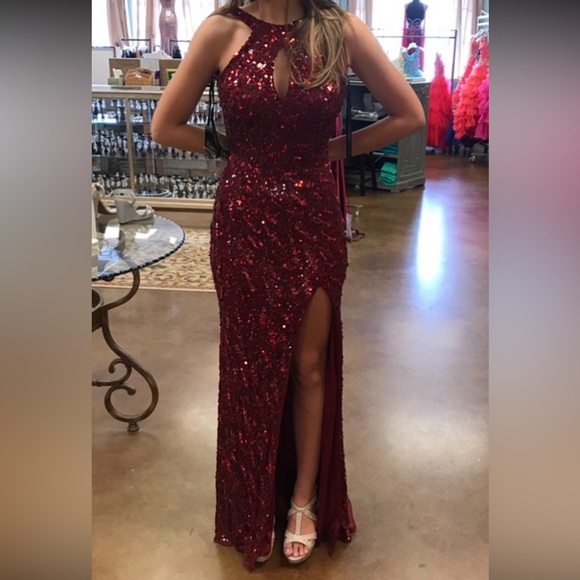 Sequin Burgundy Dress - Picture 1 of 6